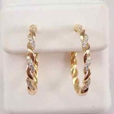 1Ct Round Cut Lab Created Women's Huggie Hoop Earrings Yellow Gold Plated