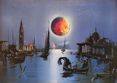 Vincenzo Di Giorgio Nächtliche Landschaft in Venedig Original Modernes Ölgemälde