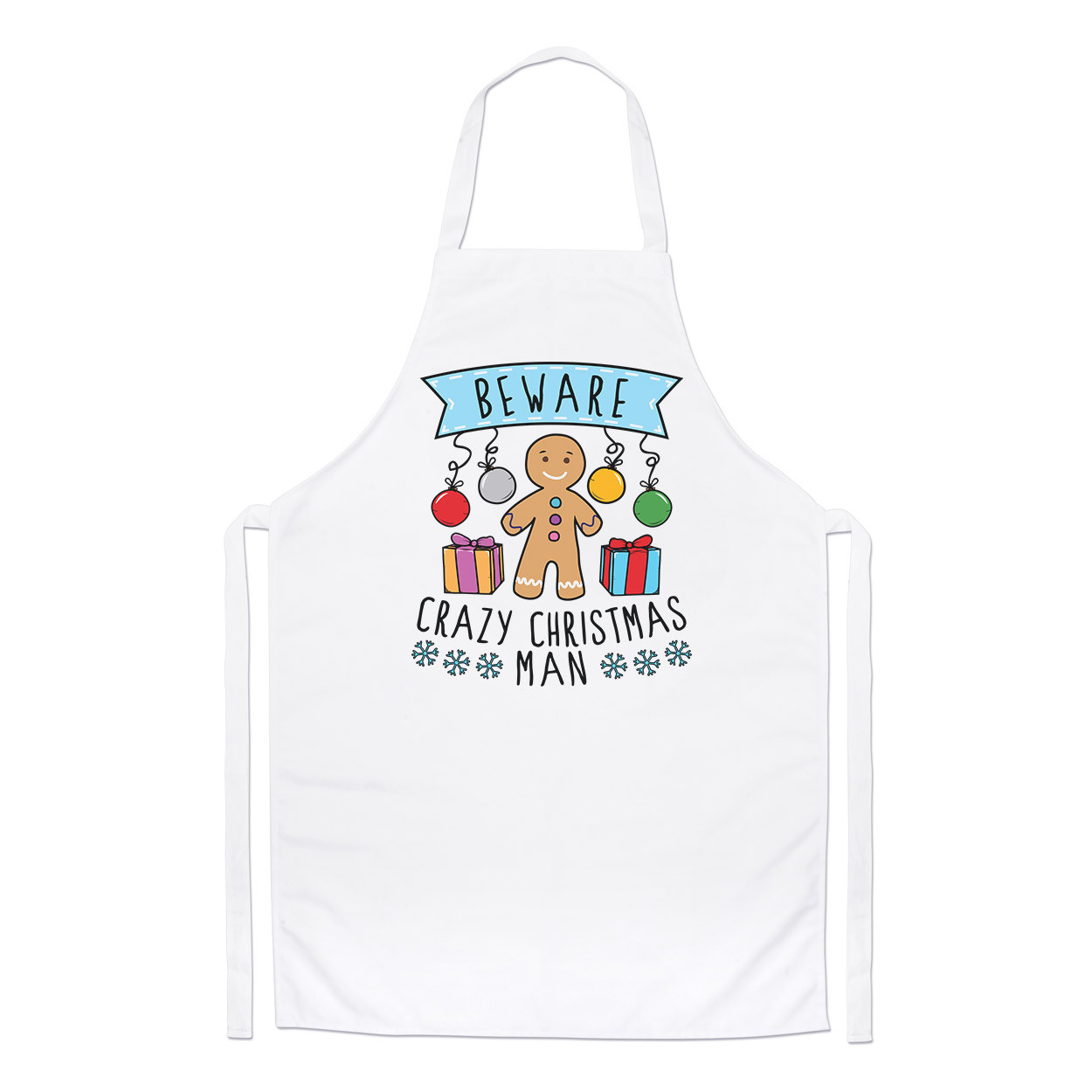 Beware Crazy Christmas Man Chefs Apron - Funny Joke Secret Santa Cooking Baking