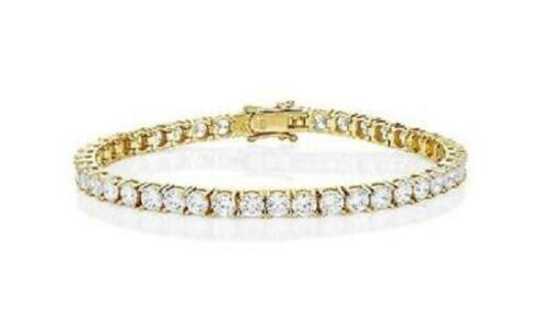 10Ct Round VVS1/D Diamond Gorgeous Tennis Bracelet Solid 18K Yellow Gold Finish