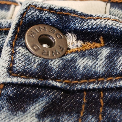 FWRD Denim Jeans Youth 14 / 26x28 Blue Acid Wash Ribbed Panels Slim Fit R-33404K - Picture 12 of 20