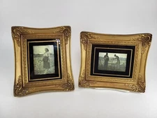 2 Vintage Gold Framed Pictures 7 X 6 The Song Of Lark & Angelus Millet USA