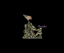 USMC Iwo Jima rwb flag 1-1/4" + a custom promo pin