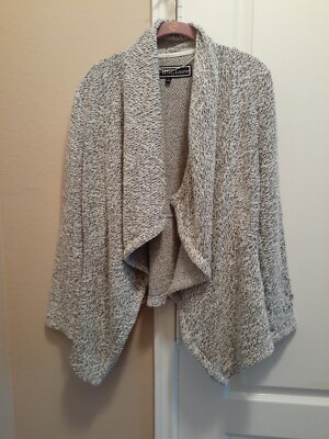 BNCI by Blanc Noir Tweed Drape Open Front Shawl Collar Cardigan  Women's Size L 