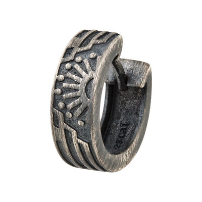 cai men Single-Creole 925 Sterling Silber oxidiert matt Muster Sonne NEU cai
