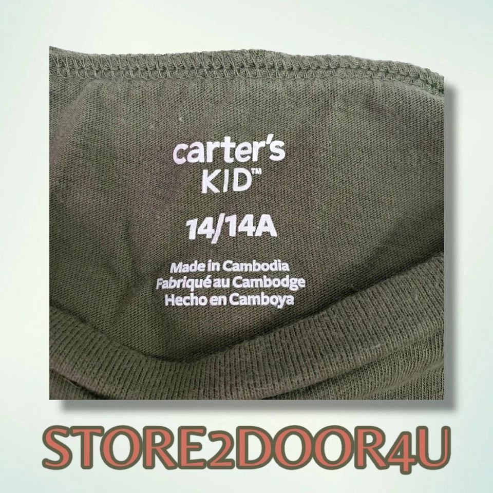 Carter's Girls Dark Green Short Sleeve T-Shirt 14/14A Knot tied front hem - Image 3 of 4
