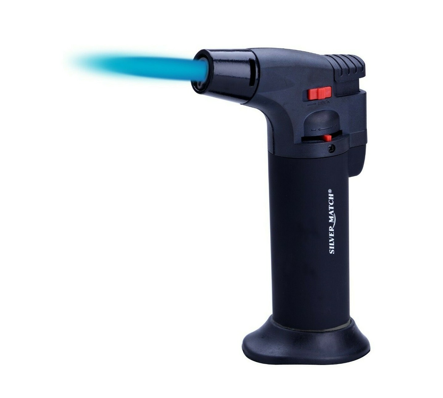Silver Match Locking Blue Turbo Jet Flame Lighter Adjustable Gas