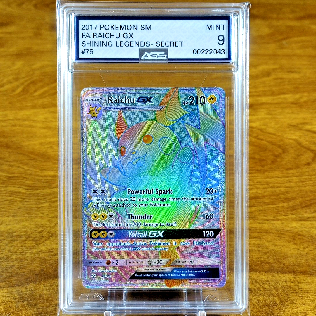 Pokemon Shining Legends Raichu GX 75/73 AGS Mint 9 Full Holo