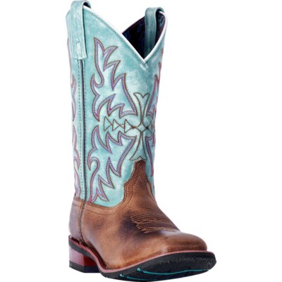 NEW Laredo Women's Anita Leather Boots, Brown, Turquoise, 5607, Size 7 M