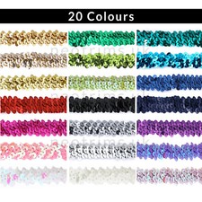 Stretch Sequin Elastic Trimming 2cm 20 Colors Washable Craft Costume Dressmaking