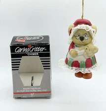 Vintage Jasco Caring Critters Chimer Grandma Bear Feeding Baby Bell Ornament
