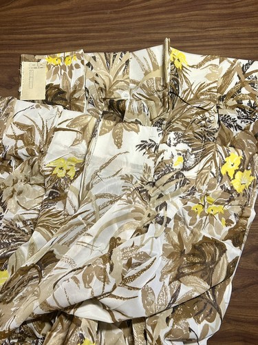 Vintage NOS Pinch Pleat Curtain Set Retro Mid Century 70s Brown Garden Boho - Picture 7 of 8