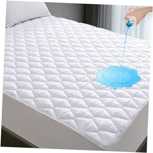 Mattress Protector, Soft Breathable Waterproof Size Mattress Pad King White-image