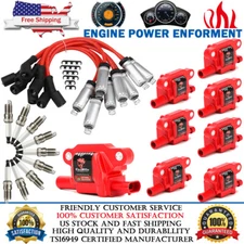 Square Ignition Coil & Spark Plug & Wire Set For Chevy Silverado 1500 GMC Yukon