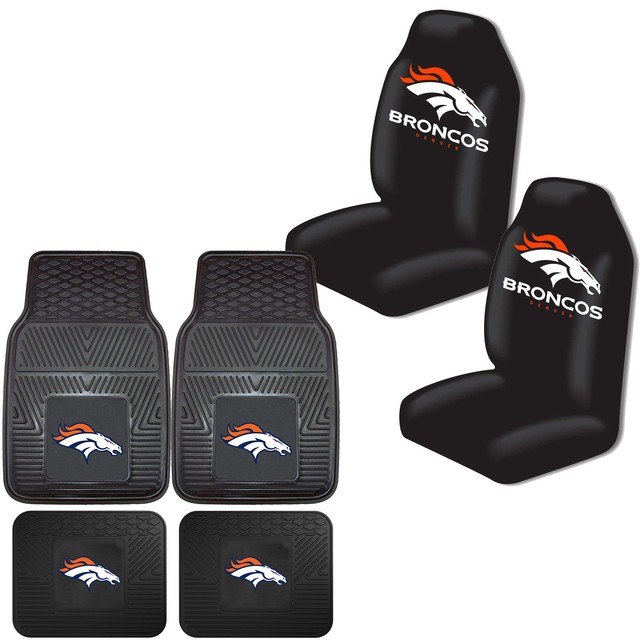 NFL Denver Broncos Car Truck Front Back Rubber Floor Mats & Seat Covers