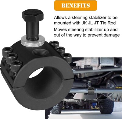 Steering Stabilizer Tie Rod Clamp & Relocation Bolt For Jeep Wrangler JK/JL & Gladiator JT (1.5" OD Tube)