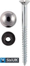 MIRROR SCREWS Polished Chrome Dome Head Cap Cover Heavy Duty Short-Long Fixing !
