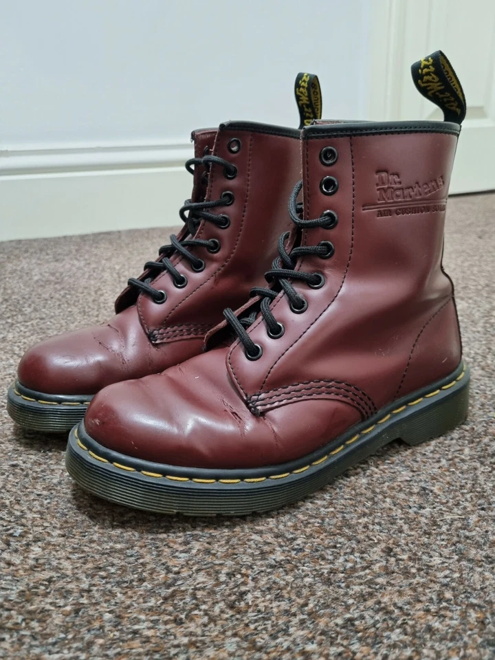 Dr. Martens 1460 Smooth Leather Lace Up Boot - Womens - Size 3 UK - Dark Red, photo 1 of 3