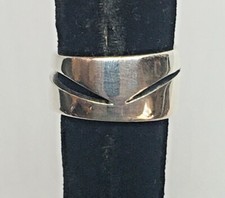 Modernist Sterling Silver 925 11mm to 12mm Wide Band Size 9.75