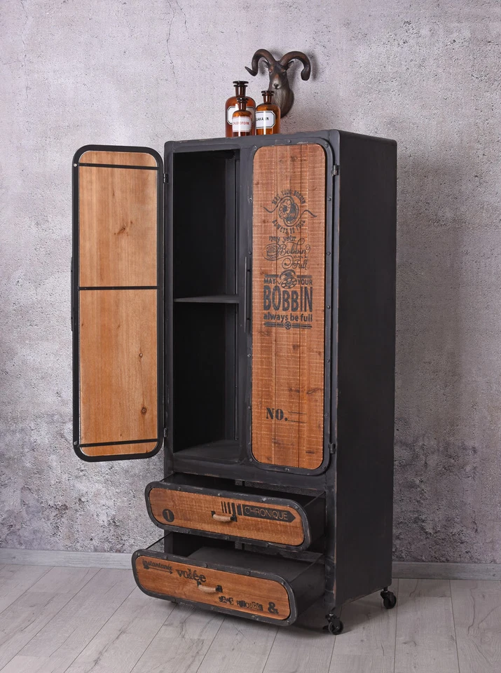 Loft Kleiderschrank Retro Garderobenschrank Industrial Design Wäscheschrank XXL  - Bild 4 von 4