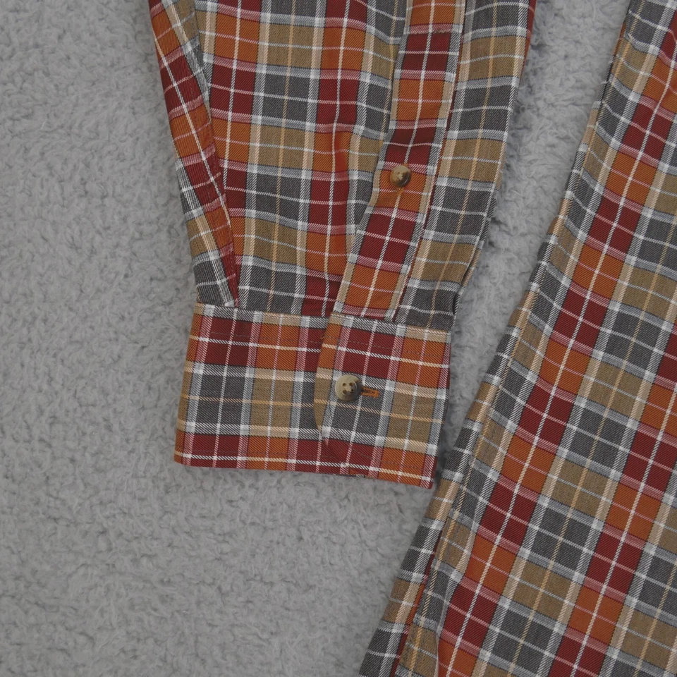 Camisa Jos A Bank Traveler Botón Hombres Grande Calce A Medida Naranja Cuadros Manga Larga Foto 3 de 4