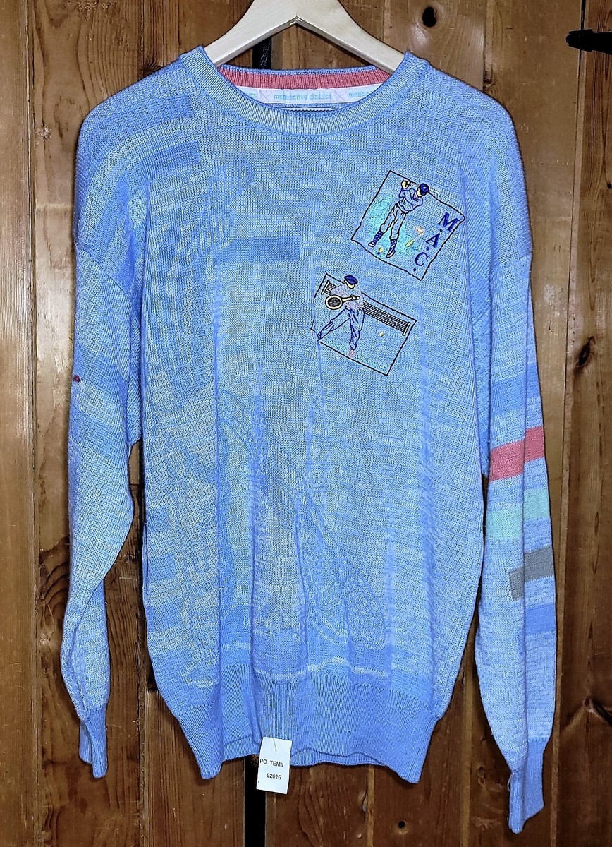 Mighty-Mac Men's Active Classics Sweater Top Blue Golfing Tennis