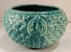 Vintage McCoy Green Basket Weave Planter Hanging Basket Great Cond. 7.25" Dia.