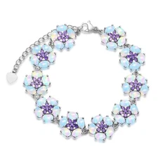 White Opal Four Leaf Flower Bracelet 925 Sterling Sliver Jewelry For Women