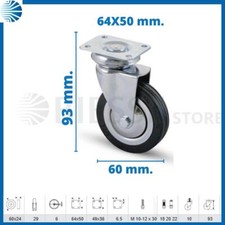 Ruote ruota piene per carrelli carrello mobili piastra girevoli diametro 60