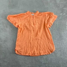 Loft Womens Orange Textured Short Sleeve Blouse Size L 4421