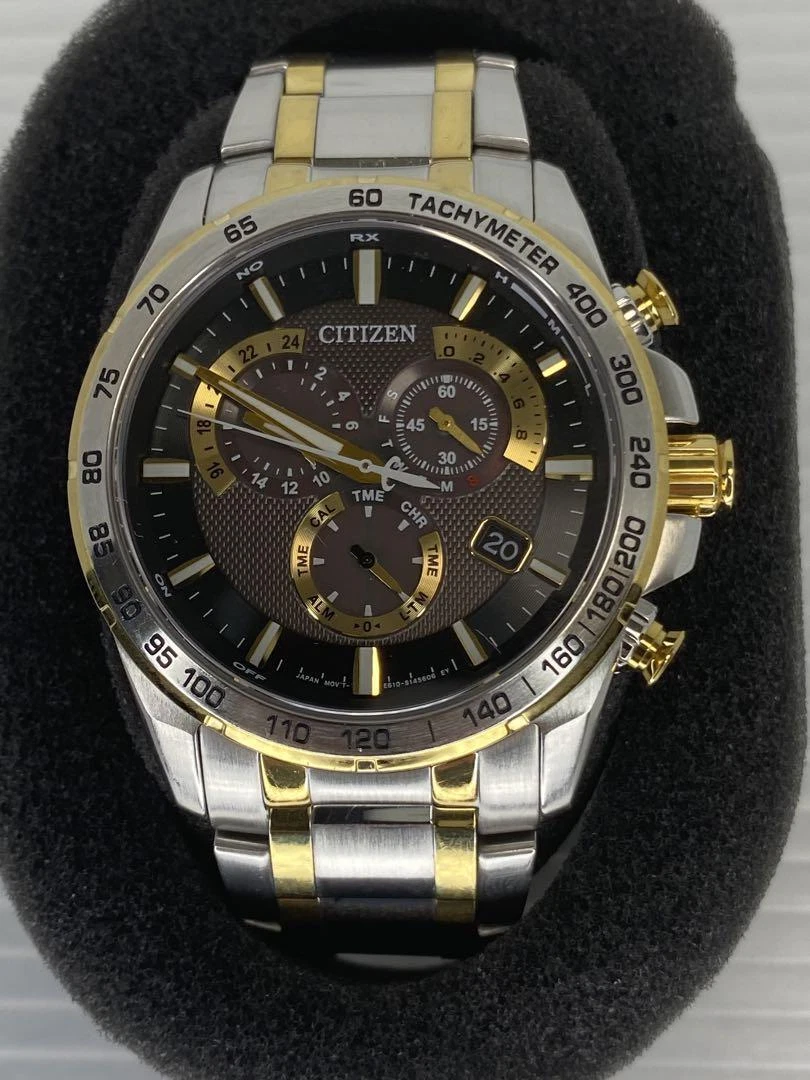 Citizen Eco-Drive E610-S104840 Chronograph SS YG Black Silver