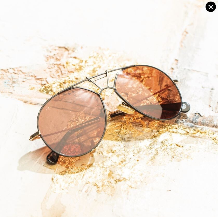 Aviator Sunglasses In Black And Gold Metal By Mariano Di Vaio-image