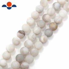 White Agate Matte Round Beads 4mm 6mm 8mm 10mm 12mm 15.5" Strand