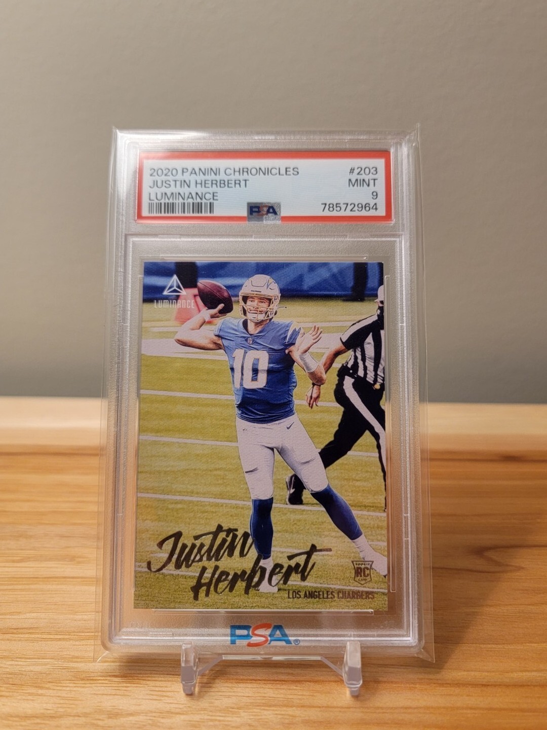 2020 Panini Chronicles Luminance Rookies #203 Justin Herbert PSA 9 Mint