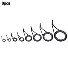 8 X Black Mixed Size Fishing Top Rings Rod Pole Repair Kit Line Guides Eyes Sets