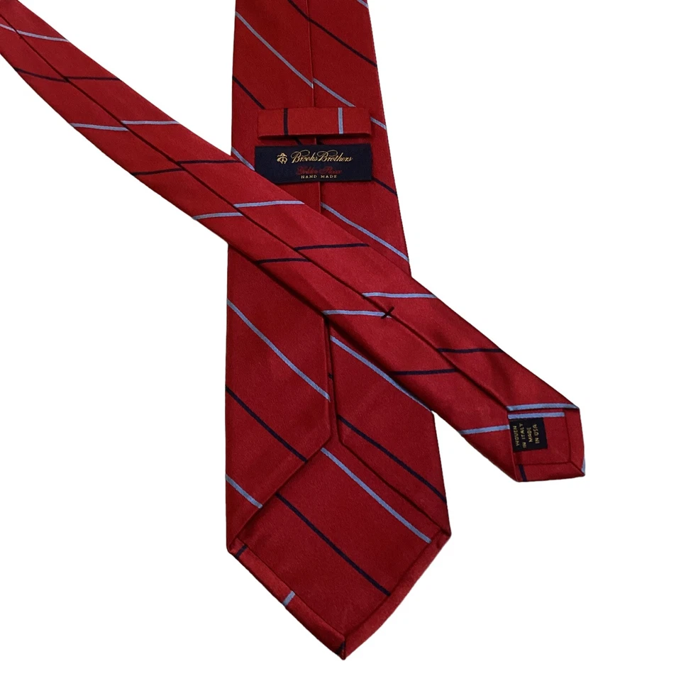 Corbata de seda a rayas roja/azul BROOKS BROTHERS polar dorado SEVENFOLD PARA HOMBRE USADA EN EXCELENTE ESTADO Foto 3 de 4