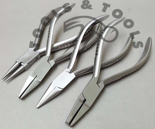 Grooved Handle Jewelry Pliers Flat Round Chain Half Round Nose Jaws Crafts Hobby