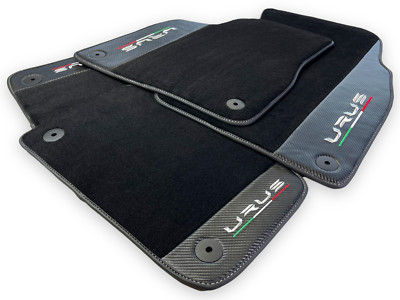 Black Floor Mats For Lamborghini Urus 2018-2024 With Carbon Fiber Leather