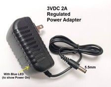 3V DC 2A Wall Adapter Regulated Power Supply with LED, New, Free Shipping in USA