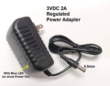 3V DC 2A Wall Adapter Regulated Power Supply with LED, New, Free Shipping in USA