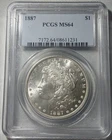 PCGS  / 1887 P / MS  - 64 / MORGAN SILVER DOLLAR