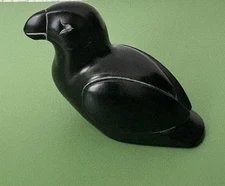 Vintage BOMA Hand Carved Black Resin Soapstone Type Canadian Puffin Figurine 3”