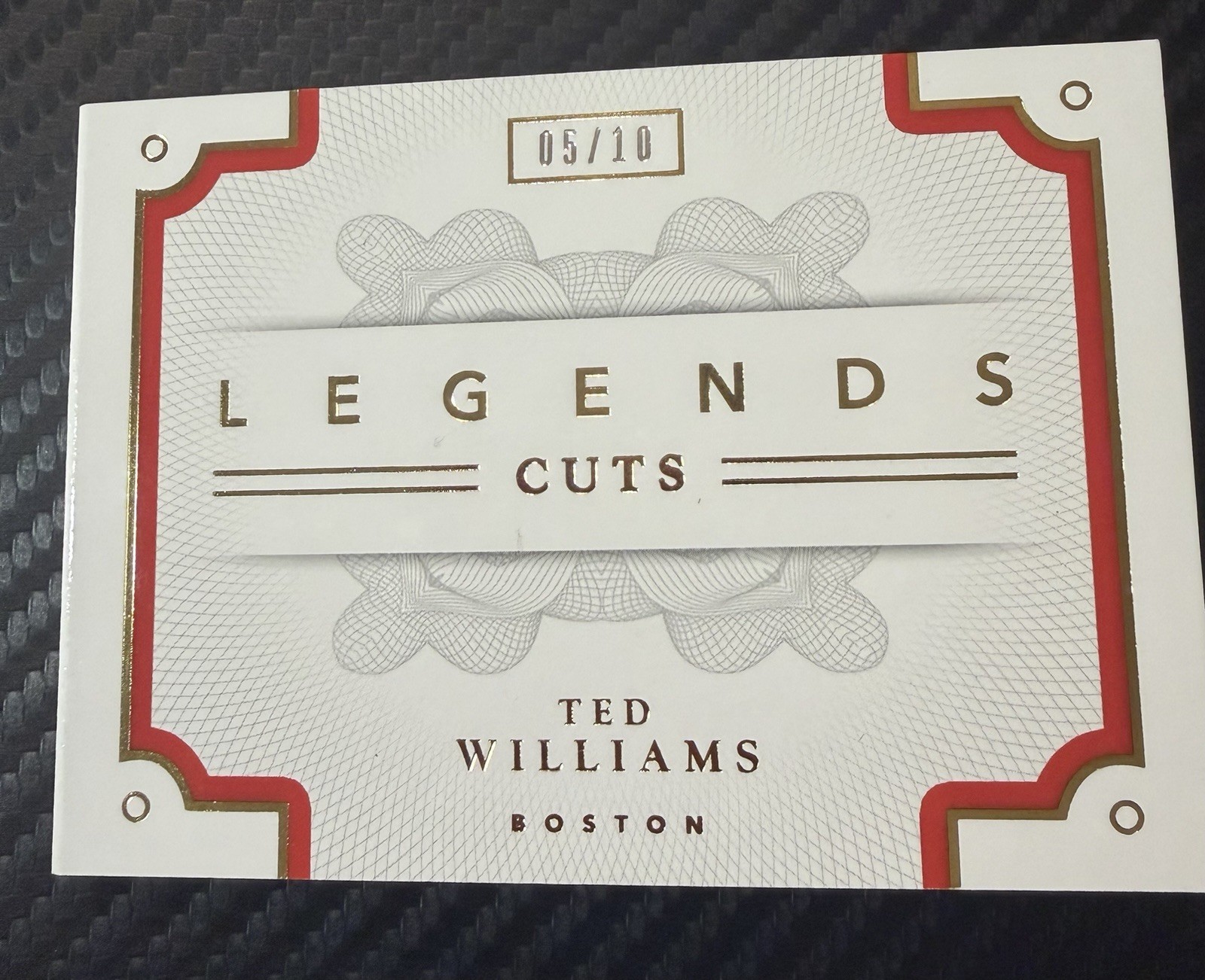 2016 National Treasures Booklet Ted Williams Cut Auto Jersey Patch Game Used /10 view 2