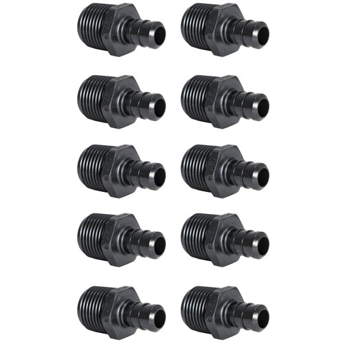 10 Pack XFITTING 1/2" PEX-B x 1/2" Male NPT Adapter, Poly Alloy, NSF, CUPC