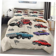 Comforter Set Size, Car Colorful Vintage Soft 2 Pcs Twin Retro Truck Car