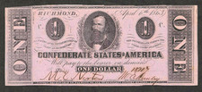 1863 CONFEDERATE $1 CURRENCY NOTE  T-62 ~ CLEMENT CLAY CHOICE CRISP UNCIRCULATED