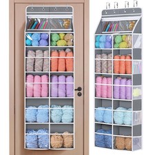 6 Tiers Hanging Yarn Storage Organizer, Large Knitting Organizer with 12 Deep Cl