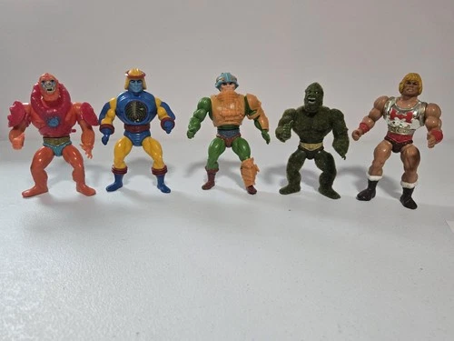 5 Vintage Masters of the Universe LOT Action Figures He-Man Beast Man