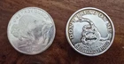 Lot of 2 - 1 Oz Silver Rounds .999 Fine Silver Bullion - Buffalo and Tea Party