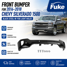 Front Bumper For 2016-2018 Chevy Silverado 1500 Black Steel With Fog Light Holes